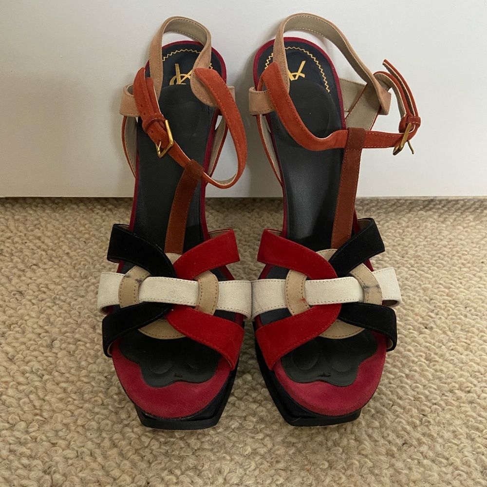 Saint Laurent Tribute Platform Sandals Suede Size 40